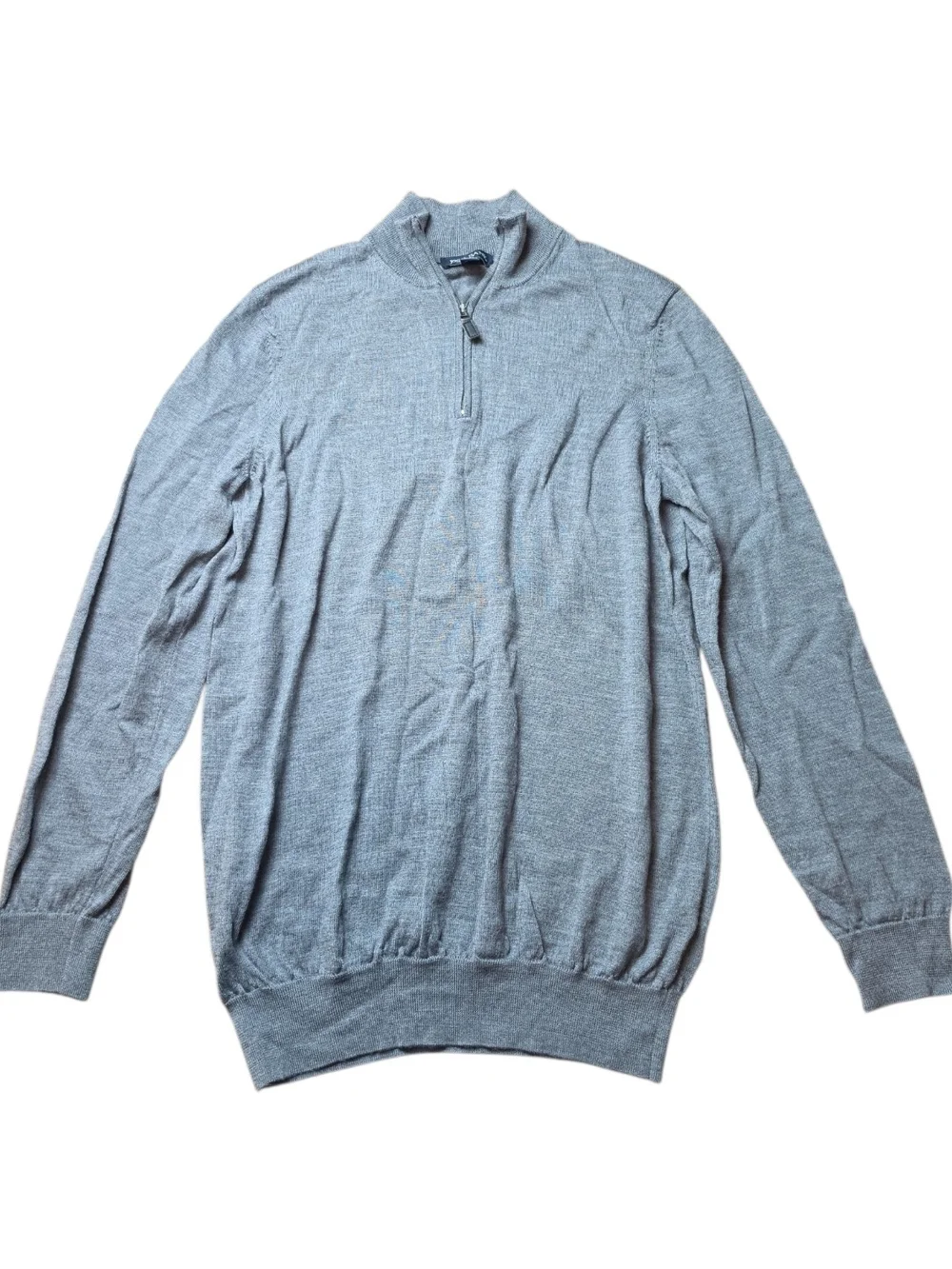 JOSEPH A. BANK | 100% Merino Wool Quarter Zip Mock Neck Sweater Gray | L Tall